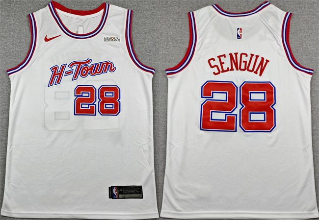 Men's Houston Rockets #28 Alperen Sengun White 2025-26 City Edition  Stitched Jersey