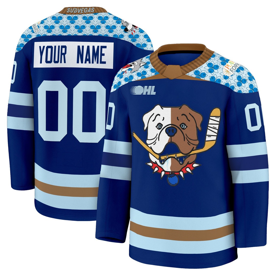 Men's Sudbury Wolves Custom 2025-26 'Shoresy Night' Premium  Stitched Hockey Jersey Blue