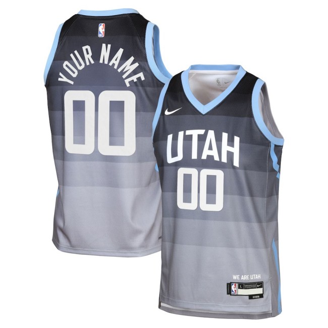 Youth Utah Jazz Custom Gray Nike 2025-26 City Edition Swingman Stitched Jersey