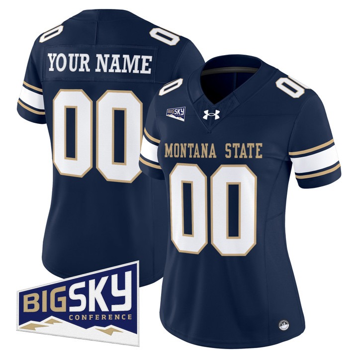 Women's Montana State Bobcats football Custom 2025 Vapor F.U.S.E. Limited Stitched Jersey Navy