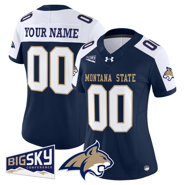 Women's Montana State Bobcats football Custom 2025 Vapor F.U.S.E. Limited Stitched Jersey Navy Alternate