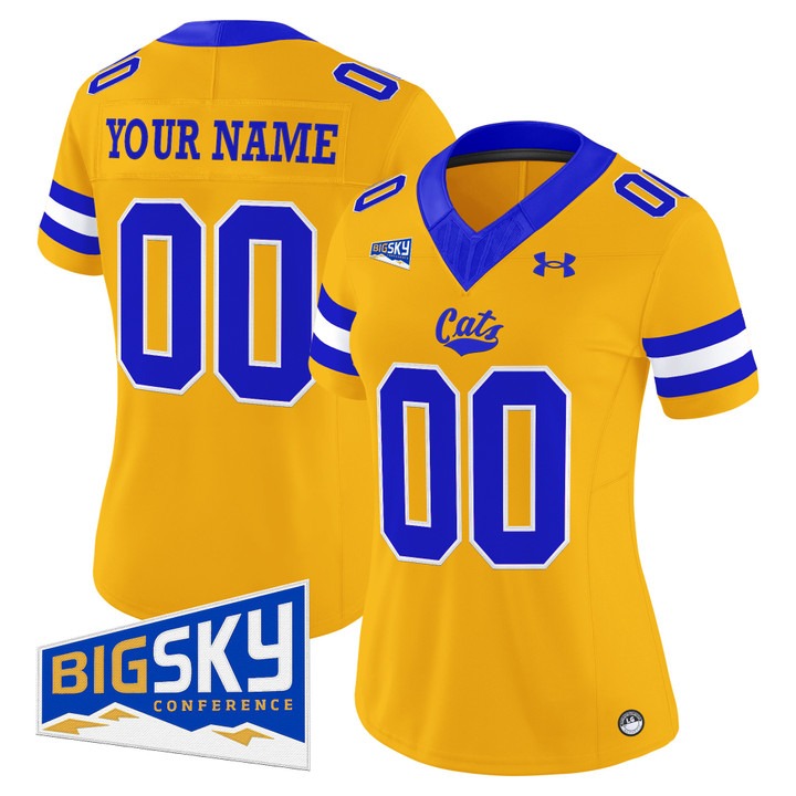 Women's Montana State Bobcats football Custom 2025 Vapor F.U.S.E. Limited Stitched Jersey Gold