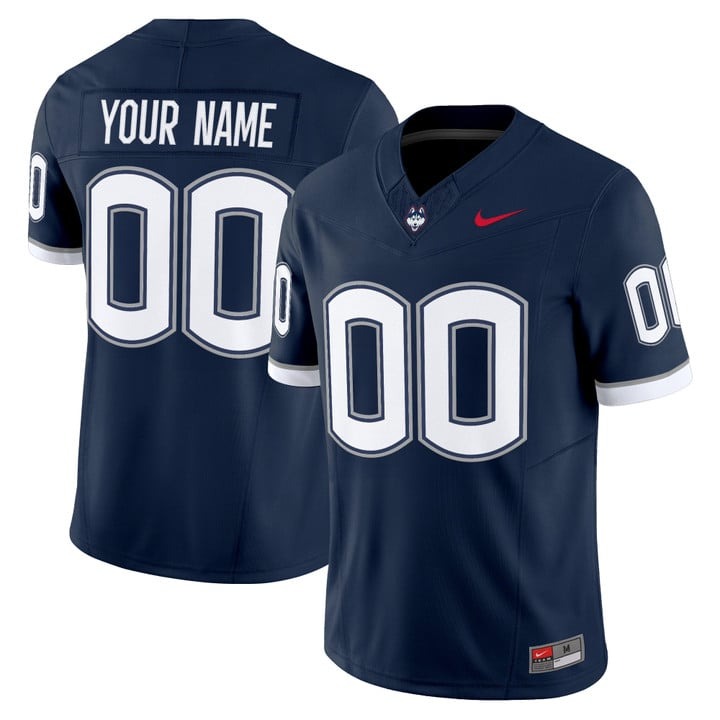 Men's UConn Huskies football Custom 2025 F.U.S.E. Vapor Limited Stitched Jersey Navy