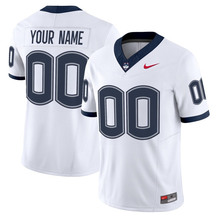 Men's UConn Huskies football Custom 2025 F.U.S.E. Vapor Limited Stitched Jersey White