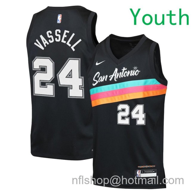 Youth San Antonio Spurs #24 Devin Vassell Nike 2025-26 City Edition Swingman Jersey Black