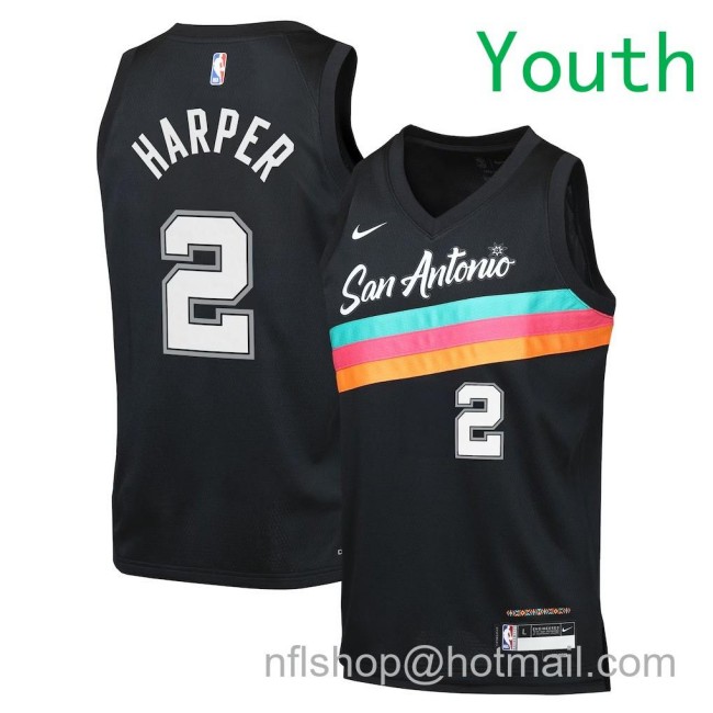 Youth San Antonio Spurs #2 Dylan Harper Nike 2025-26 City Edition Swingman Jersey Black