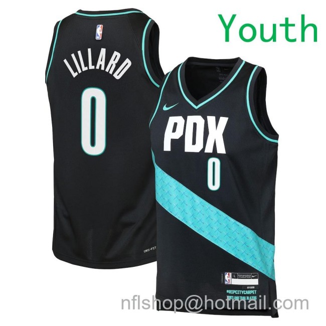 Youth Portland Trail Blazers #0 Damian Lillard Nike 2025-26 City Edition Swingman Jersey Black
