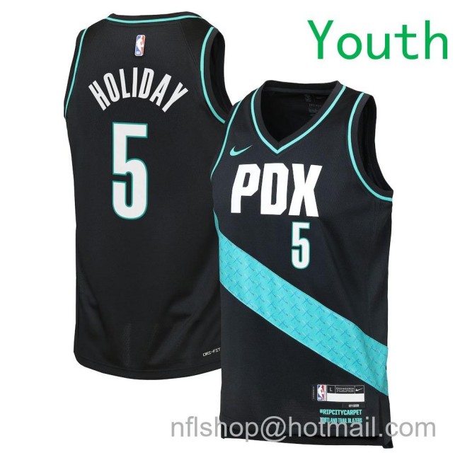 Youth Portland Trail Blazers #5 Jrue Holiday Nike 2025-26 City Edition Swingman Jersey Black