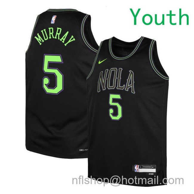 Youth New Orleans Pelicans #5 Dejounte Murray Nike 2025-26 City Edition Swingman Jersey Black