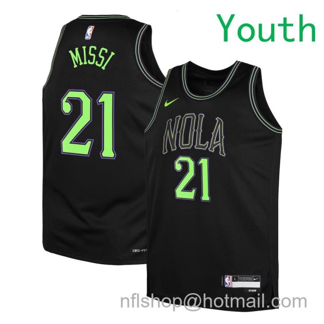 Youth New Orleans Pelicans #21 Yves Missi Nike 2025-26 City Edition Swingman Jersey Black