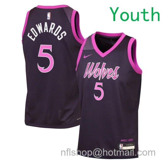 Youth Minnesota Timberwolves #5 Anthony Edwards Nike 2025-26 City Edition Swingman Jersey Black