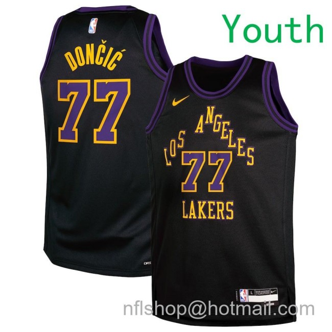 Youth Los Angeles Lakers #77 Luka Doncic Nike 2025-26 City Edition Swingman Jersey Black