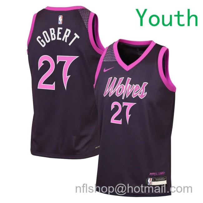 Youth Minnesota Timberwolves #27 Rudy Gobert 2025-26 City Edition Swingman Jersey Black