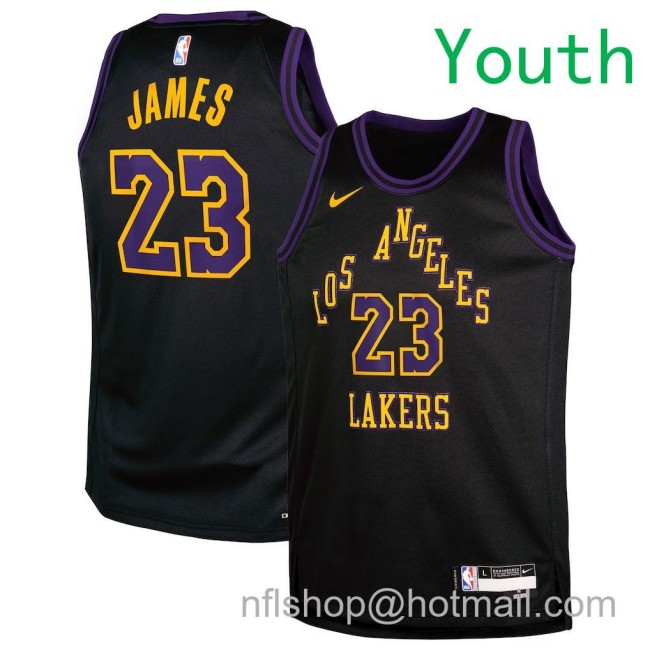 Youth Los Angeles Lakers #23 LeBron James Nike 2025-26 City Edition Swingman Jersey Black