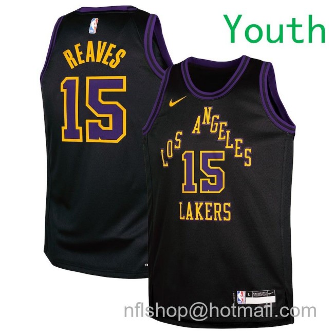 Youth Los Angeles Lakers #15 Austin Reaves Nike 2025-26 City Edition Swingman Jersey Black