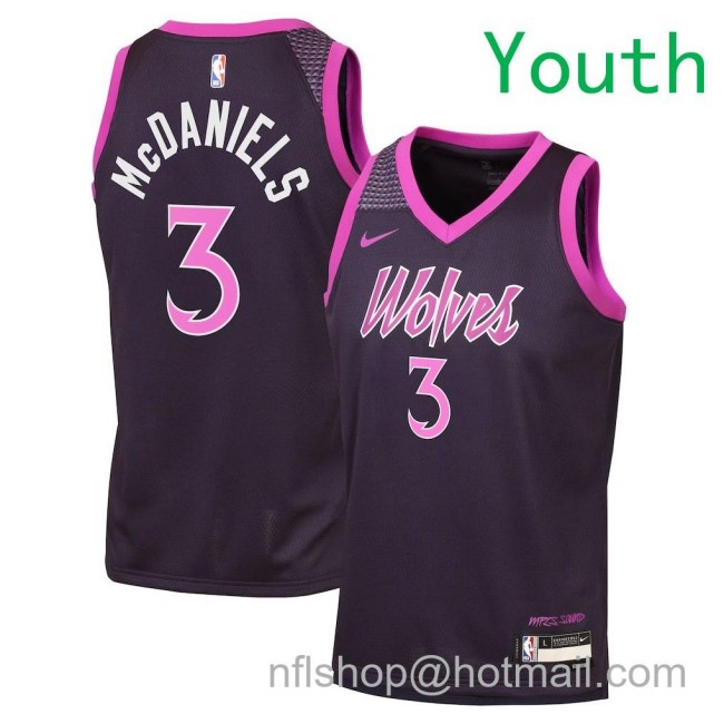 Youth Minnesota Timberwolves #3 Jaden McDaniels 2025-26 City Edition Swingman Jersey Black