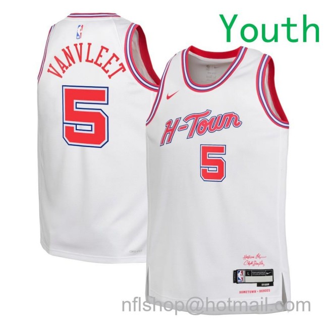 Youth Houston Rockets #5 Fred VanVleet Nike 2025-26 City Edition Swingman Jersey White
