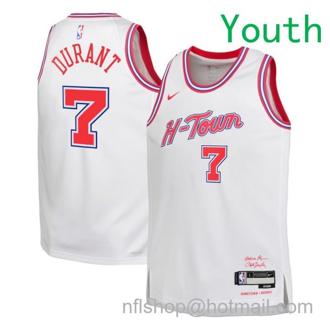 Youth Houston Rockets #7 Kevin Durant Nike 2025-26 City Edition Swingman Jersey White