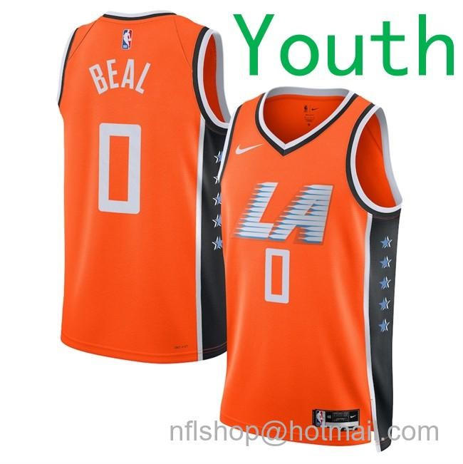 Youth Los Angeles Clippers #0 Bradley Beal Orange 2025-26 City Edition Stitched Jersey