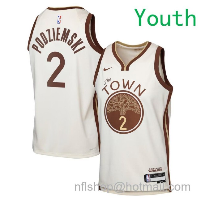 Youth Golden State Warriors #2 Brandin Podziemski Nike 2025-26 City Edition Swingman Jersey Tan