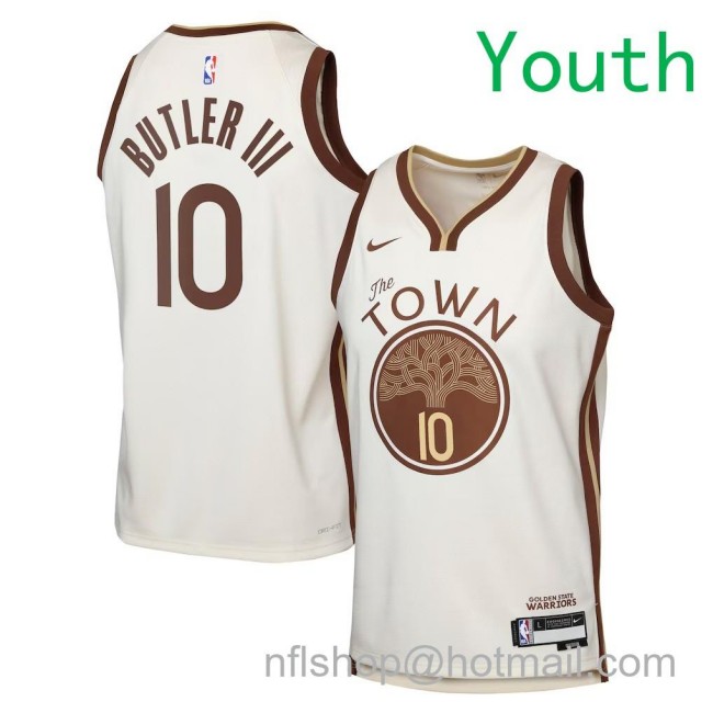 Youth Golden State Warriors #10 Jimmy Butler III Nike 2025-26 City Edition Swingman Jersey Tan