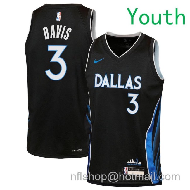 Youth Dallas Mavericks #3 Anthony Davis Nike 2025-26 City Edition Swingman Jersey Black