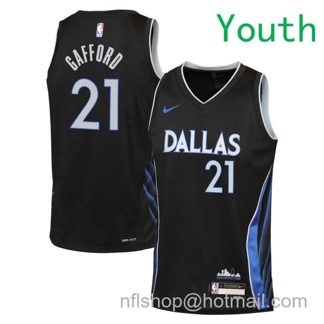 Youth Dallas Mavericks #21 Daniel Gafford Nike 2025-26 City Edition Swingman Jersey Black