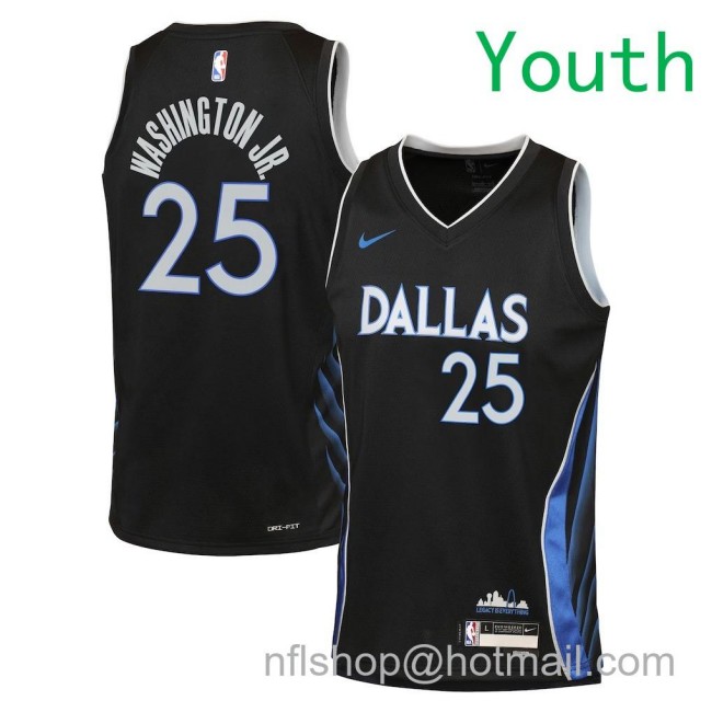 Youth Dallas Mavericks #25 P.J. Washington Jr. Nike 2025-26 City Edition Swingman Jersey Black