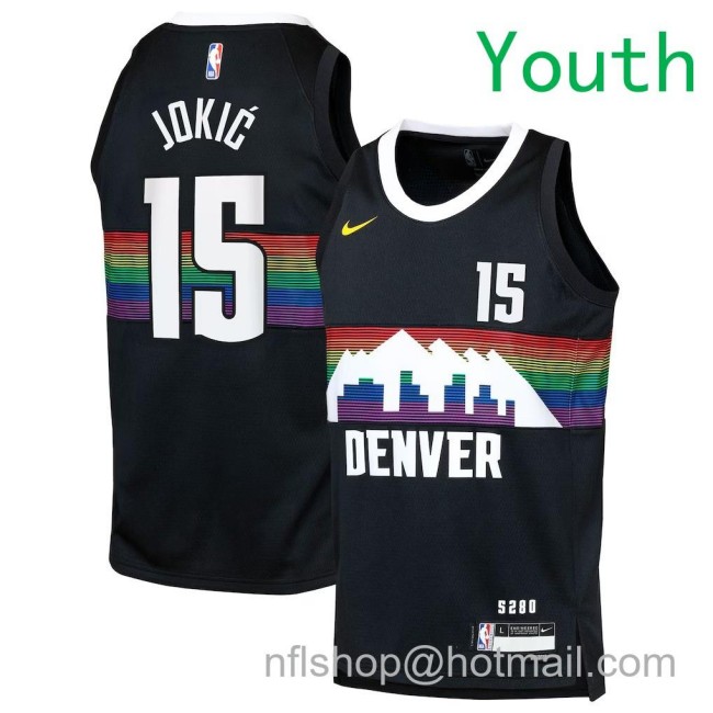 Youth Denver Nuggets #15 Nikola Jokic Nike 2025-26 City Edition Swingman Jersey Black