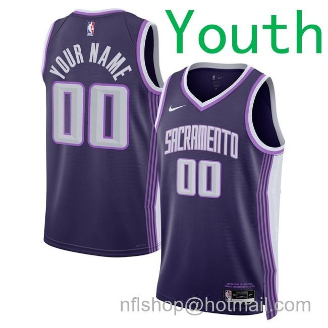 Youth Sacramento Kings Custom Purple 2025-26 City Edition Stitched Basketball Jersey