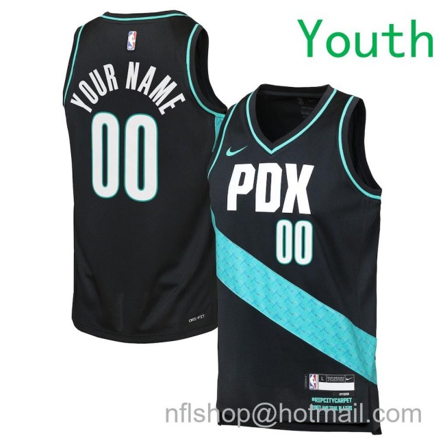 Youth Portland Trail Blazers Custom Nike 2025-26 City Edition Swingman Jersey Black