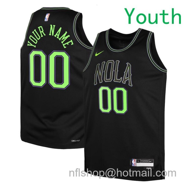 Youth New Orleans Pelicans Custom Nike 2025-26 City Edition Swingman Jersey Black