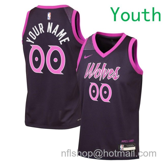 Youth Minnesota Timberwolves Custom Nike 2025-26 City Edition Swingman Jersey Black