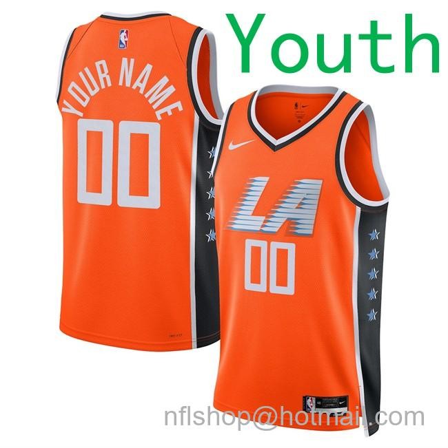 Youth Los Angeles Clippers Active Playe Custom Orange 2025-26 City Edition Stitched Jersey