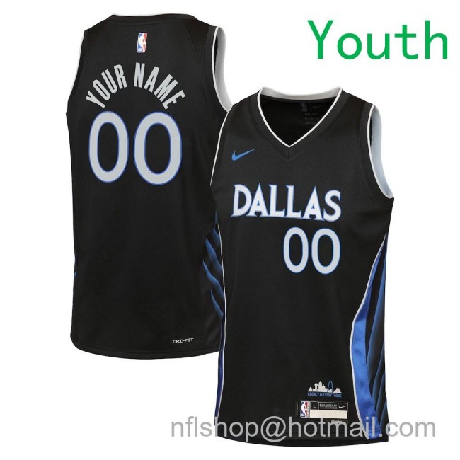 Youth Dallas Mavericks Custom Nike 2025-26 City Edition Swingman Jersey Black