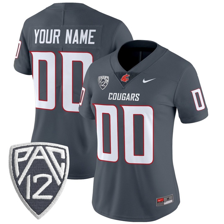 Women's Washington State Cougars football Custom Anthracite 2025 Vapor F.U.S.E. Limited V2 Stitched Jersey
