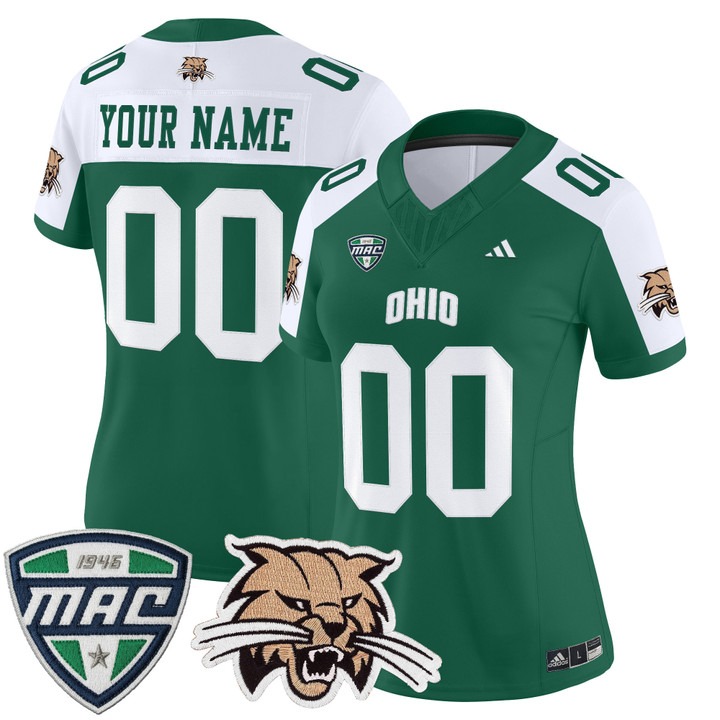 Women's Ohio Bobcats football Custom 2025 Vapor F.US.E. Limited Stitched Jersey Green Alternate