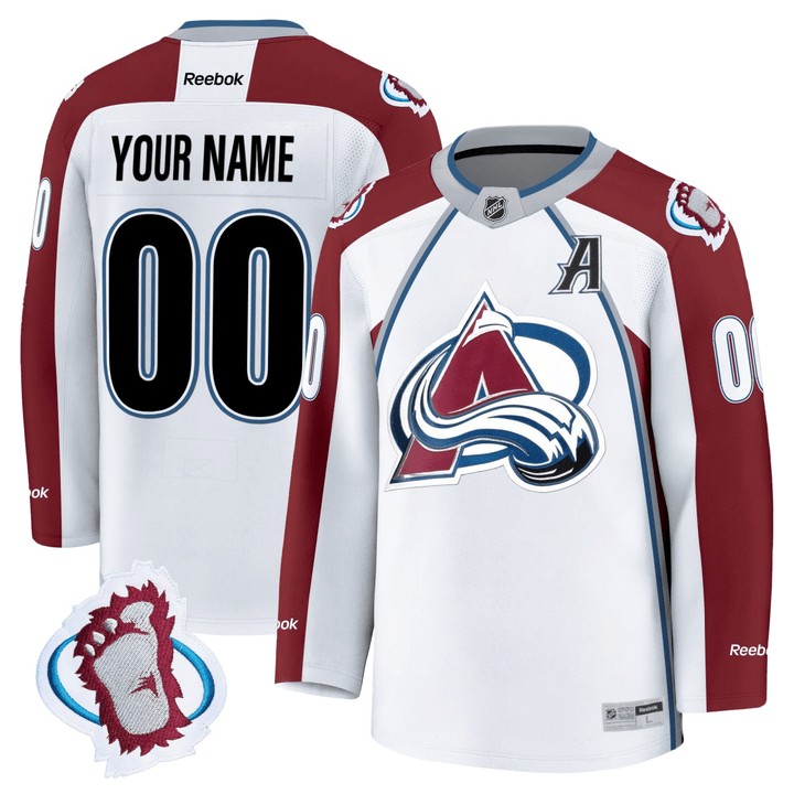 Men's Reebok Colorado Avalanche Custom White Stitched Hockey Jersey