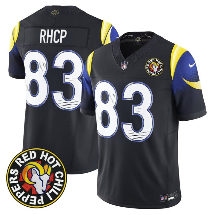 Men's Los Angeles Rams #86 Red Hot Chili Peppers Black 2025 Rivalries F.U.S.E. Vapor Limited Stitched Jersey