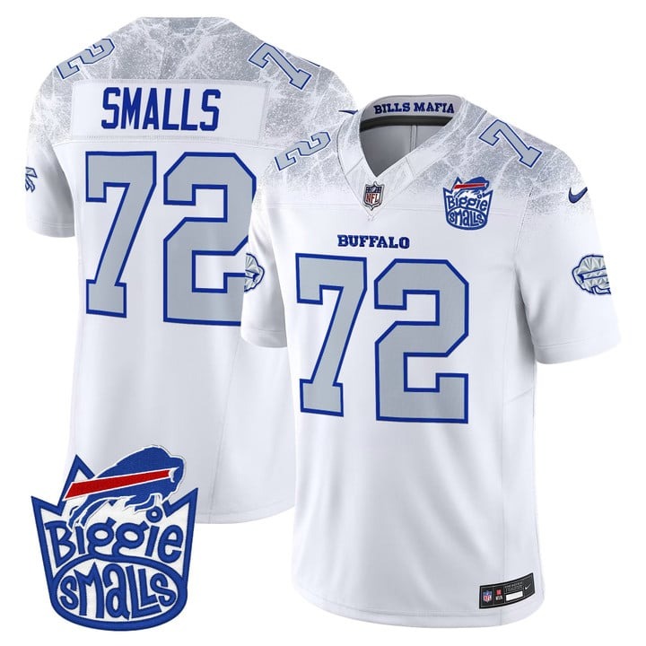 Men's Buffalo Bills #72 Biggie Smalls White 2025 Rivalries F.U.S.E. Vapor Limited Stitched Jersey