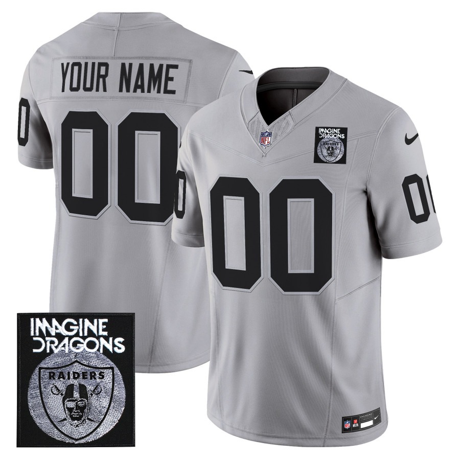 Imagine Dragons x Las Vegas Raiders Custom F.U.S.E. Vapor Limited Stitched Football Jersey Grey