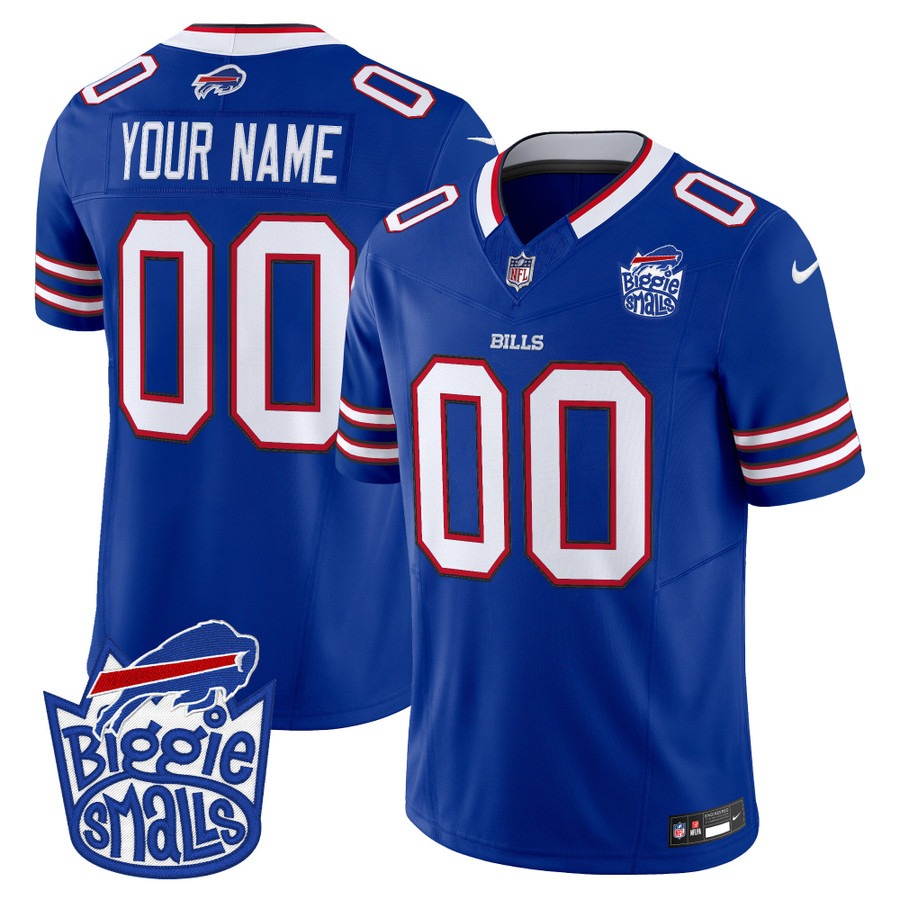 Biggie Smalls × Buffalo Bills Custom F.U.S.E. Vapor Limited Stitched Football Jersey Royal