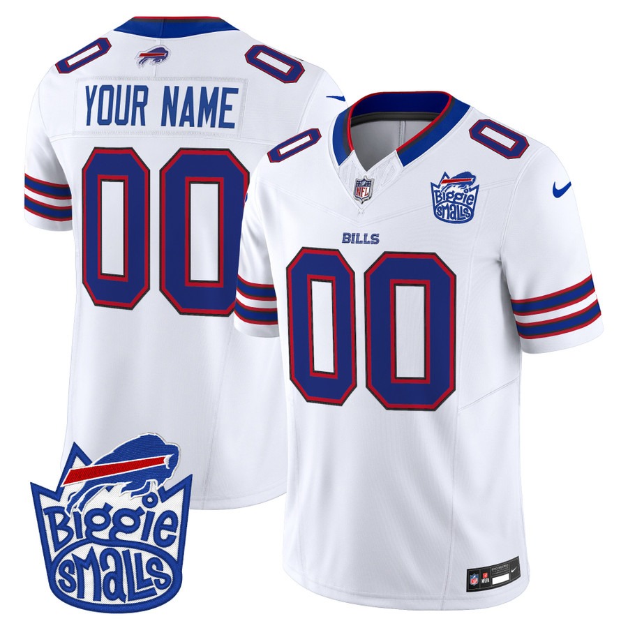 Biggie Smalls × Buffalo Bills Custom F.U.S.E. Vapor Limited Stitched Football Jersey White