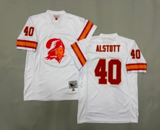 Men's Tampa Bay Buccaneers #40 Mike Alstott White Throwback Stitched Jersey