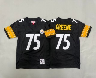 Youth Pittsburgh Steelers #75 Joe Greene Black 1975 Throwback Stitched Jersey