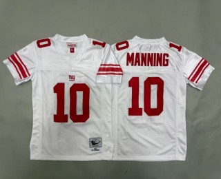 Youth New York Giants #10 Eli Manning White 2007 Throwback Stitched Jersey