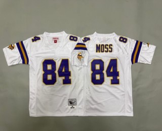 Youth Minnesota Vikings #84 Randy Moss White 1998 Throwback Stitched Jersey