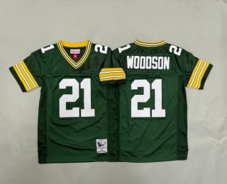 Youth Green Bay Packers #21 Charles Woodson Green 2010 Throwback Stitched Jersey