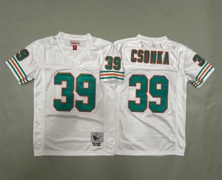 Youth Miami Dolphins #39 Larry Csonka White Throwback Stitched Jersey