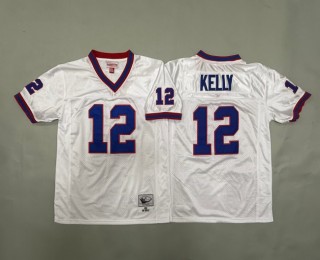 Youth Buffalo Bills #12 Jim Kelly White 1994 Throwback Stitched Jersey